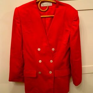 Evan Picone collarless double pleated blazer in red-Orange Vintage size 12